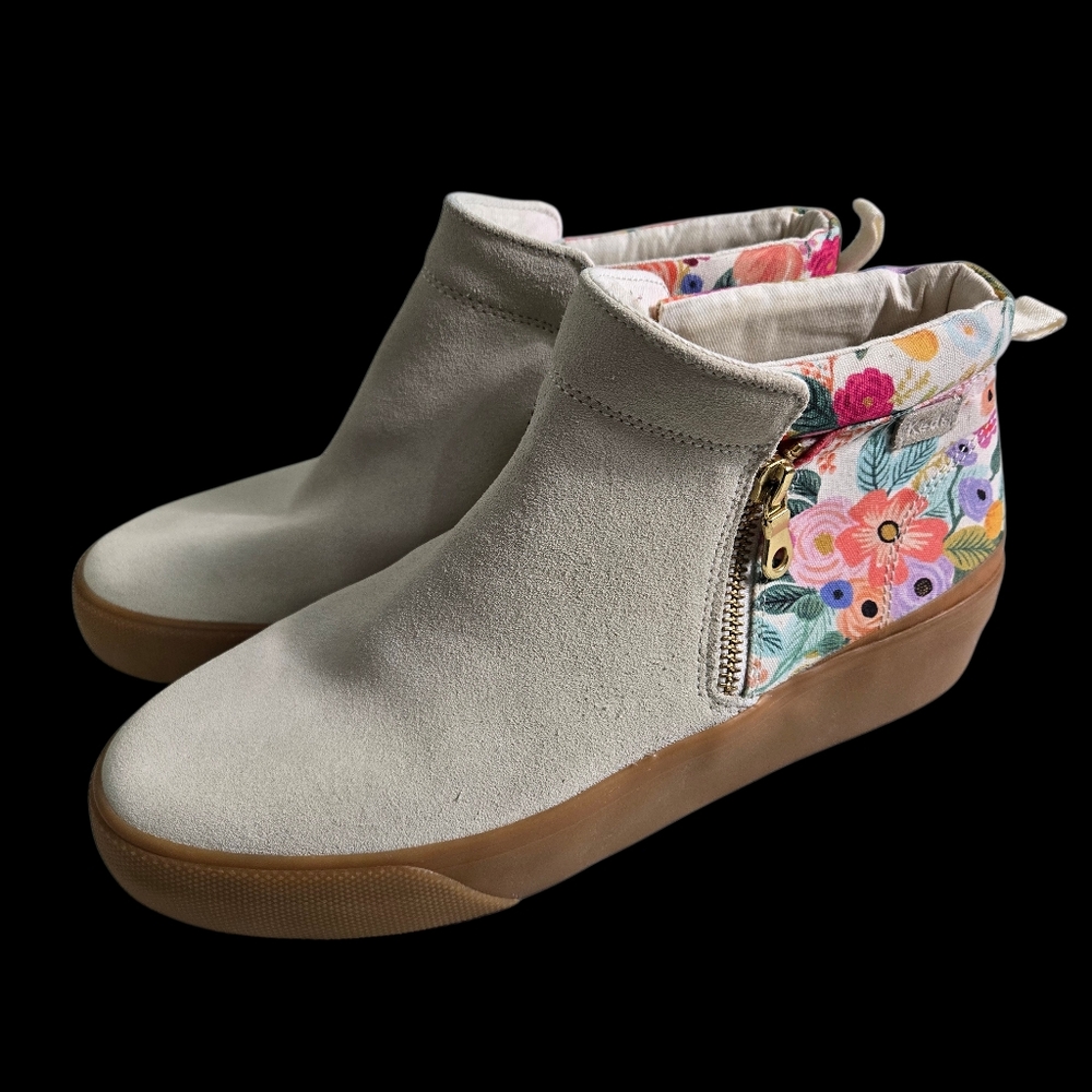 Keds x Rifle Paper Co Platform Sneaker Beige Floral Cooper Suede Garden Party 10